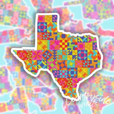 Texas State Quilt Stickers 6pk