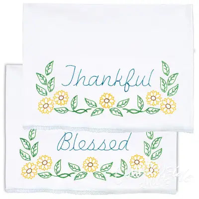 Thankful & Blessed Lace Edge Pillowcases