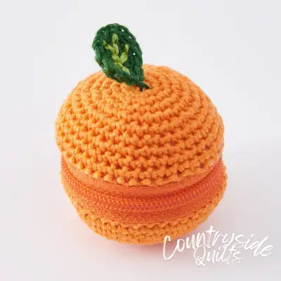 Tiny pouch crocheted with embroidery floss (Orange)