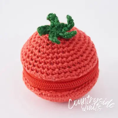 Tiny pouch crocheted with embroidery floss (Tomato)