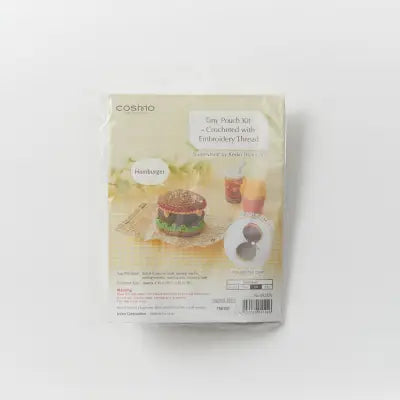 Tiny Zippered Crochet Pouch Kit with Embroidery Floss Hamburger
