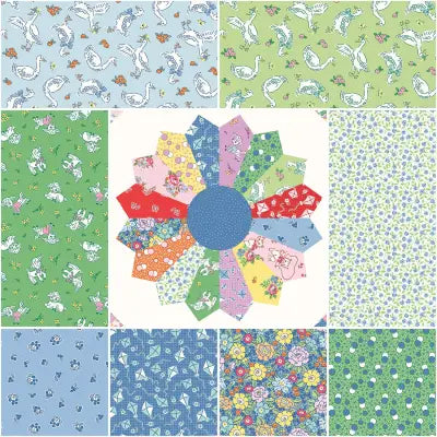 Traditional 30's 1 Yard Bundle Blue, 9pcs