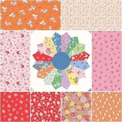 Traditional 30's 1 Yard Bundle Orange, 9pcs