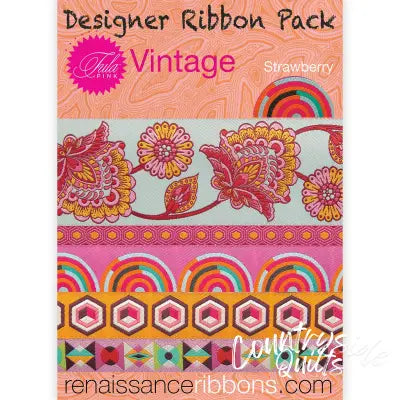 Tula Pink Vintage Strawberry Designer Ribbon Pack