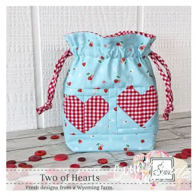 Two of Hearts Drawstring Bag
