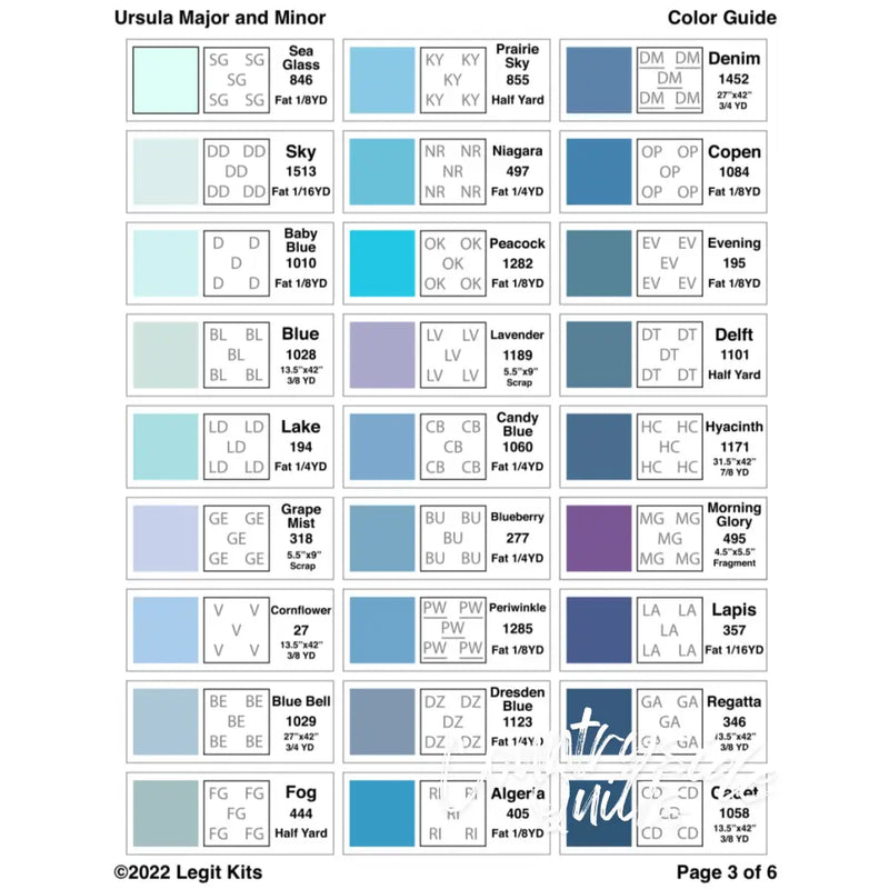 Ursula Major and Minor Pattern PT029