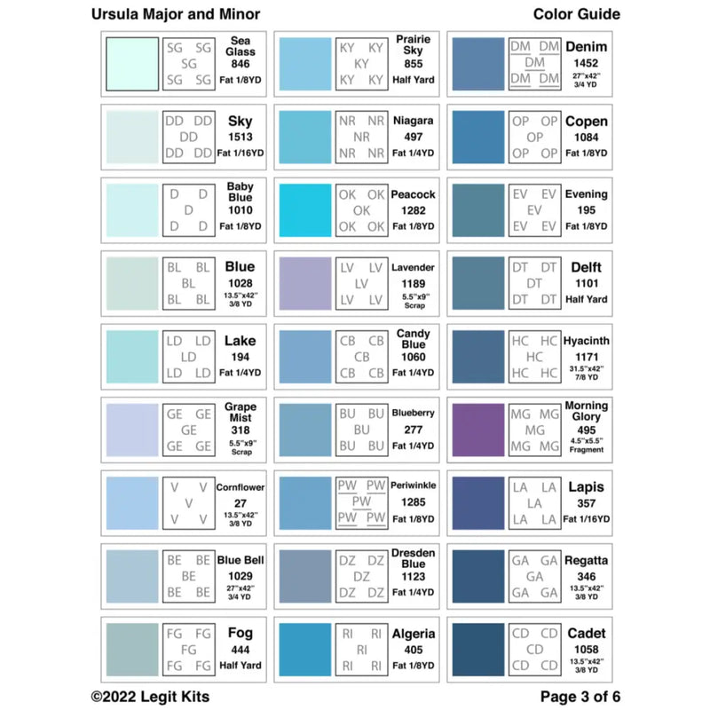 Ursula Major and Minor Pattern PT029
