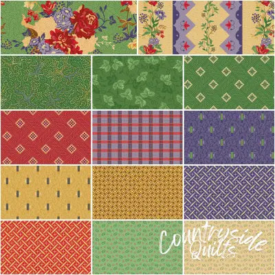 Vera's Garden 1 Yard Bundle Green, 14 Pcs.