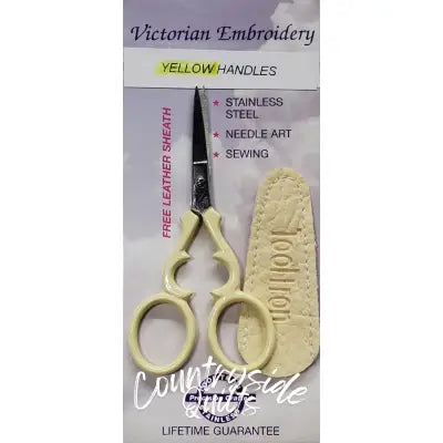 Victorian Scissors Yellow Handle with Sheath