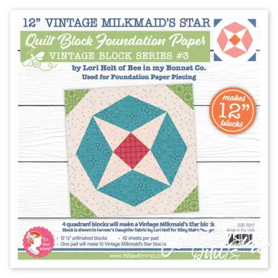 Vintage Milkmaid Star Quilt 12in Foundation