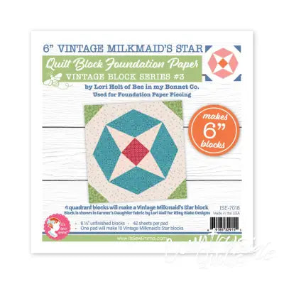 Vintage Milkmaid Star Quilt 6in Foundation