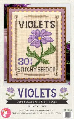 Violets Seed Packet Cross Stitch Pattern