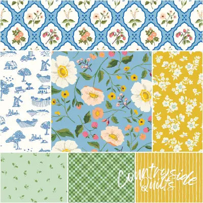 Virginia Rose 1 Yard Bundle Blue, 7pcs