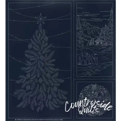 Wagara Sashiko Panel Season's Greeting Part 2 Navy