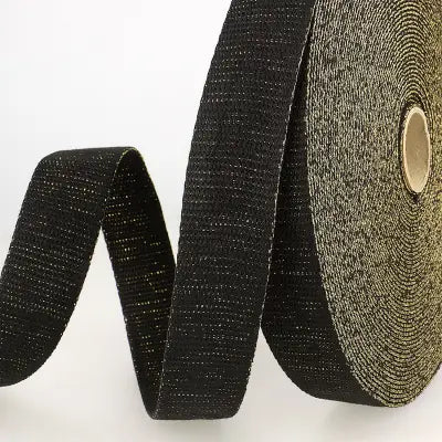 Webbing with Metallic Black & Gold 1-3/16in x 22yds