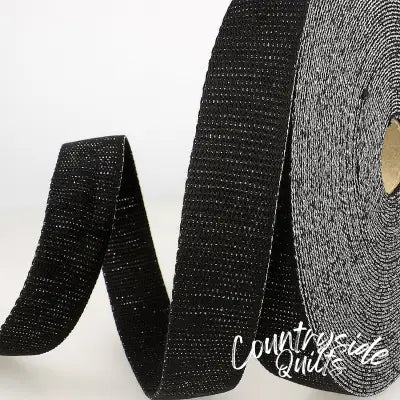 Webbing with Metallic Black & Silver 1-3/16in x 22yds