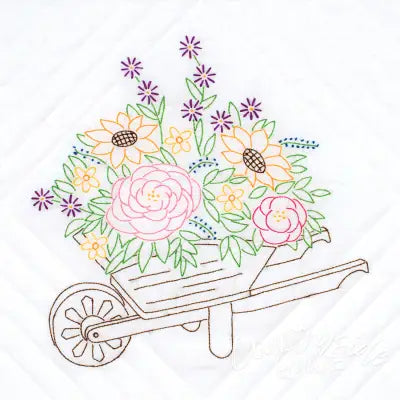 Wheelbarrow Of Flowers 18in Quilt Blocks