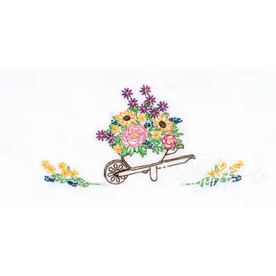 Wheelbarrow Of Flowers Pillowcase With Lace Edge
