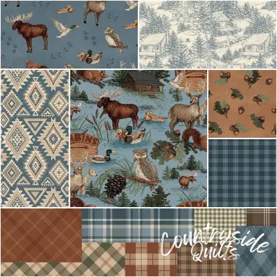 Whispering Pines 1 Yard Bundle Blue, 7 Pcs.