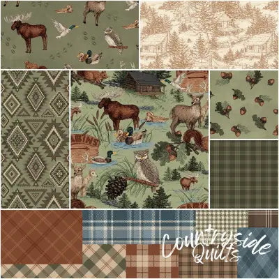 Whispering Pines 1 Yard Bundle Green, 7 Pcs.