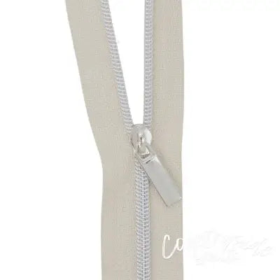 White #3 Nylon Nickel Coil Zippers: 3 Yards with 9 Pulls