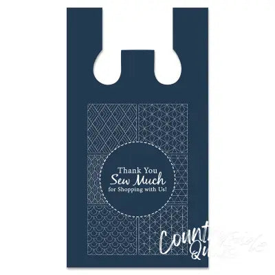 White Stitching Navy Plastic Bag 12in x 7in x 22in 1000ct