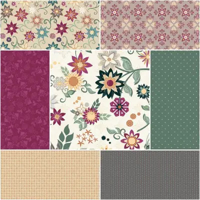 Where the Wild Flowers Are 1 Yard Bundle Cream, 7pcs