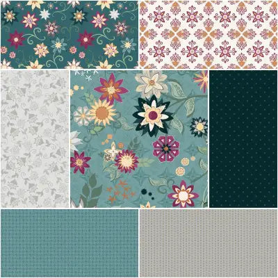 Where the Wild Flowers Are 1 Yard Bundle Wedgewood, 7pcs