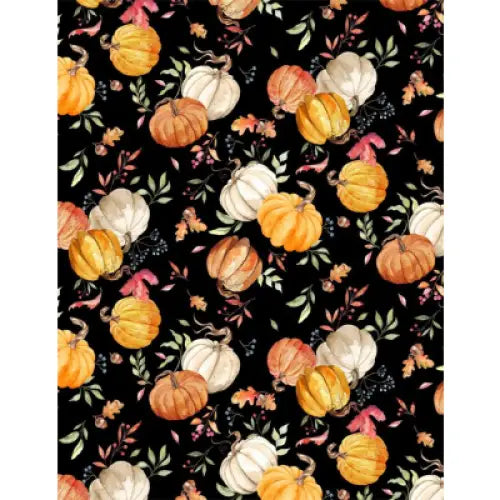 Wilmington Prints Autumn Day pumpkins black ADPB001