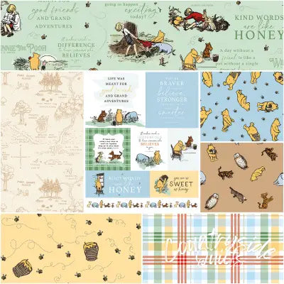 Winnie the Pooh 1 Yard Bundle Green, 7 Pcs.