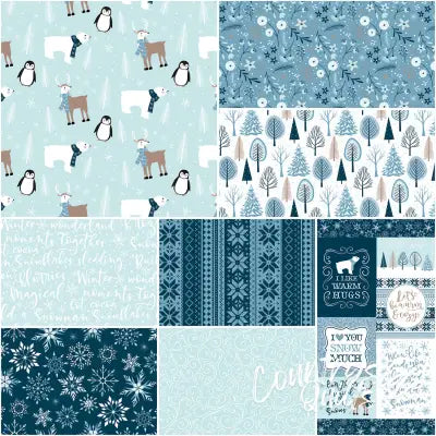 Winter Magic 1 Yard Bundle Aqua, 8pcs