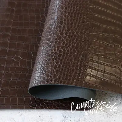 Woodland Brown Faux Alligator Leather 5yds