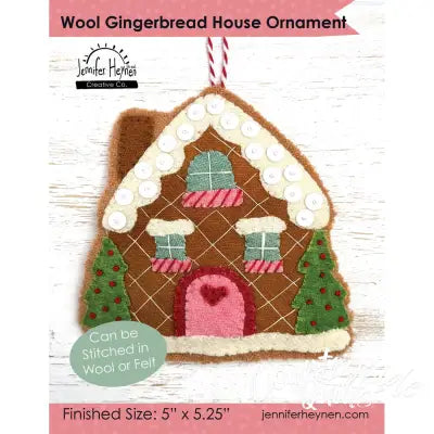 Wool Gingerbread House Ornament Sewing Pattern