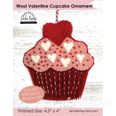 Wool Valentine Cupcake Ornament Sewing Pattern