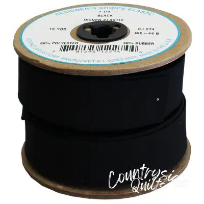 Woven Girdle Elastic 1-1/4in x 15yd Black