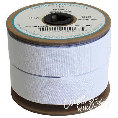 Woven Girdle Elastic 1-1/4in x 15yd White