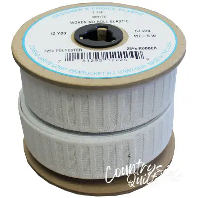 Woven No Roll Elastic 1-1/4in x 12yd White