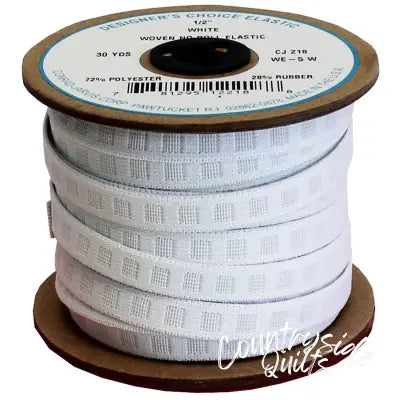 Woven No Roll Elastic 1/2in x 30yd White