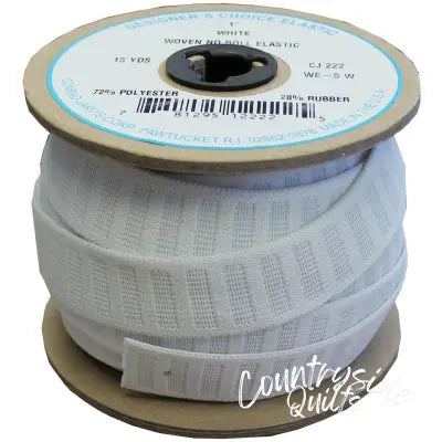 Woven No Roll Elastic 1in x 15yd White