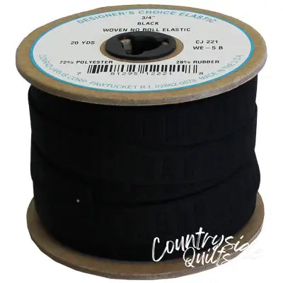 Woven No Roll Elastic 3/4in x 20yd Black