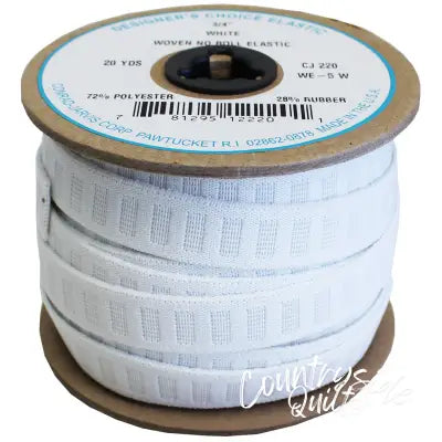Woven No Roll Elastic 3/4in x 20yd White