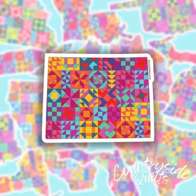 Wyoming State Quilt Stickers 6pk