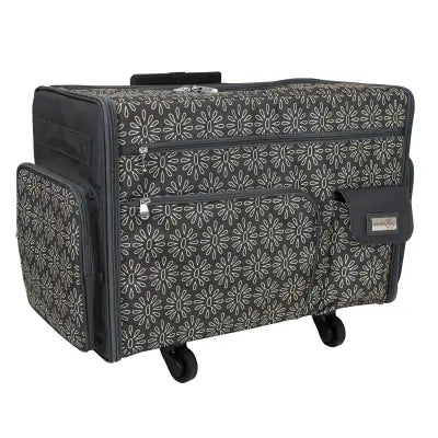 XL Flat Top Rolling Sewing Machine Tote Tan Geo