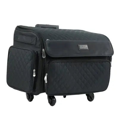 XL Rolling Sewing Machine Tote Black Quilted