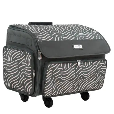 XL Rolling Sewing Machine Tote Grey and White