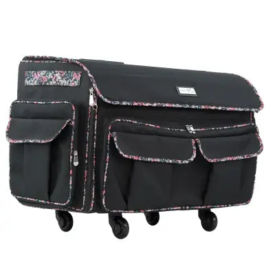 XXL Rolling Sewing Machine Tote Black Floral