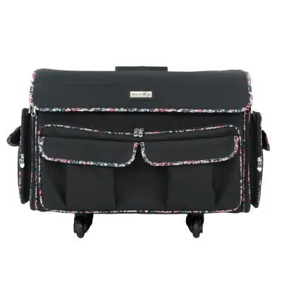 XXL Rolling Sewing Machine Tote Black Floral