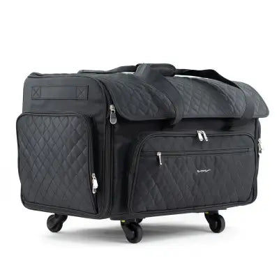 XXL Rolling Sewing Machine Tote Black Quilted