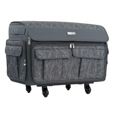 XXL Rolling Sewing Machine Tote Grey Floral