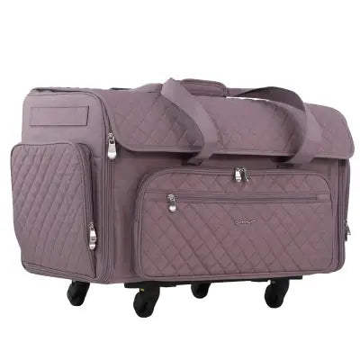 XXL Rolling Sewing Machine Tote Purple Quilted